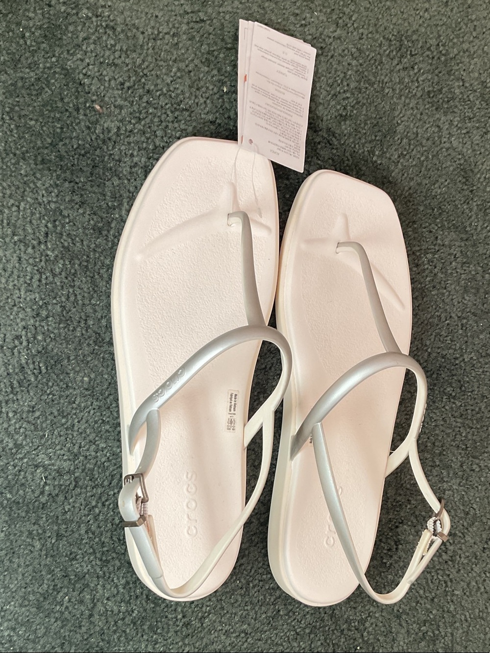 CROCS Women's White Sandals with Silver Straps